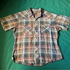 Vintage Wrangler Western Pearl Snap Shirt Adult XL Multicolored Plaid Cowboy USA